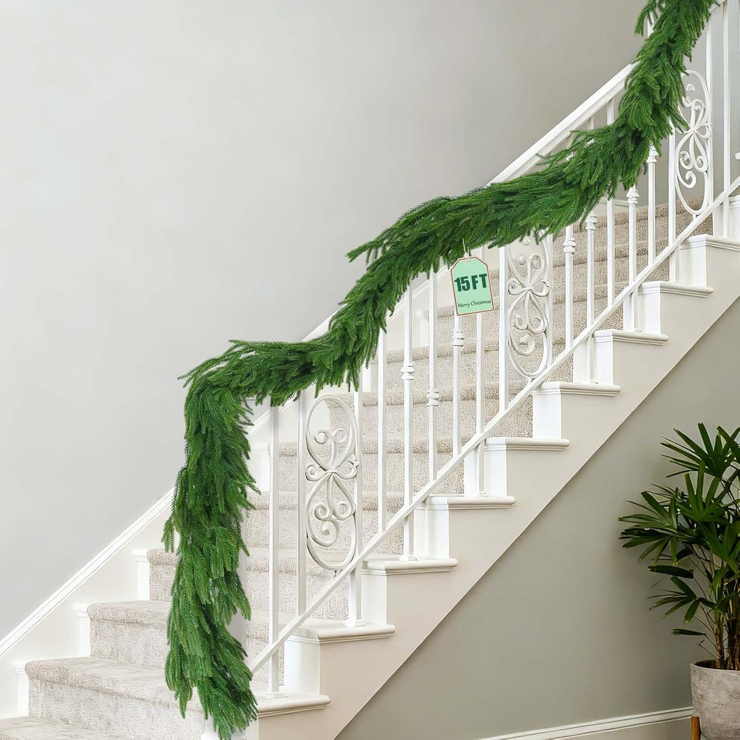 Lush 15FT Norfolk Pine Garland for Holiday Home Decor