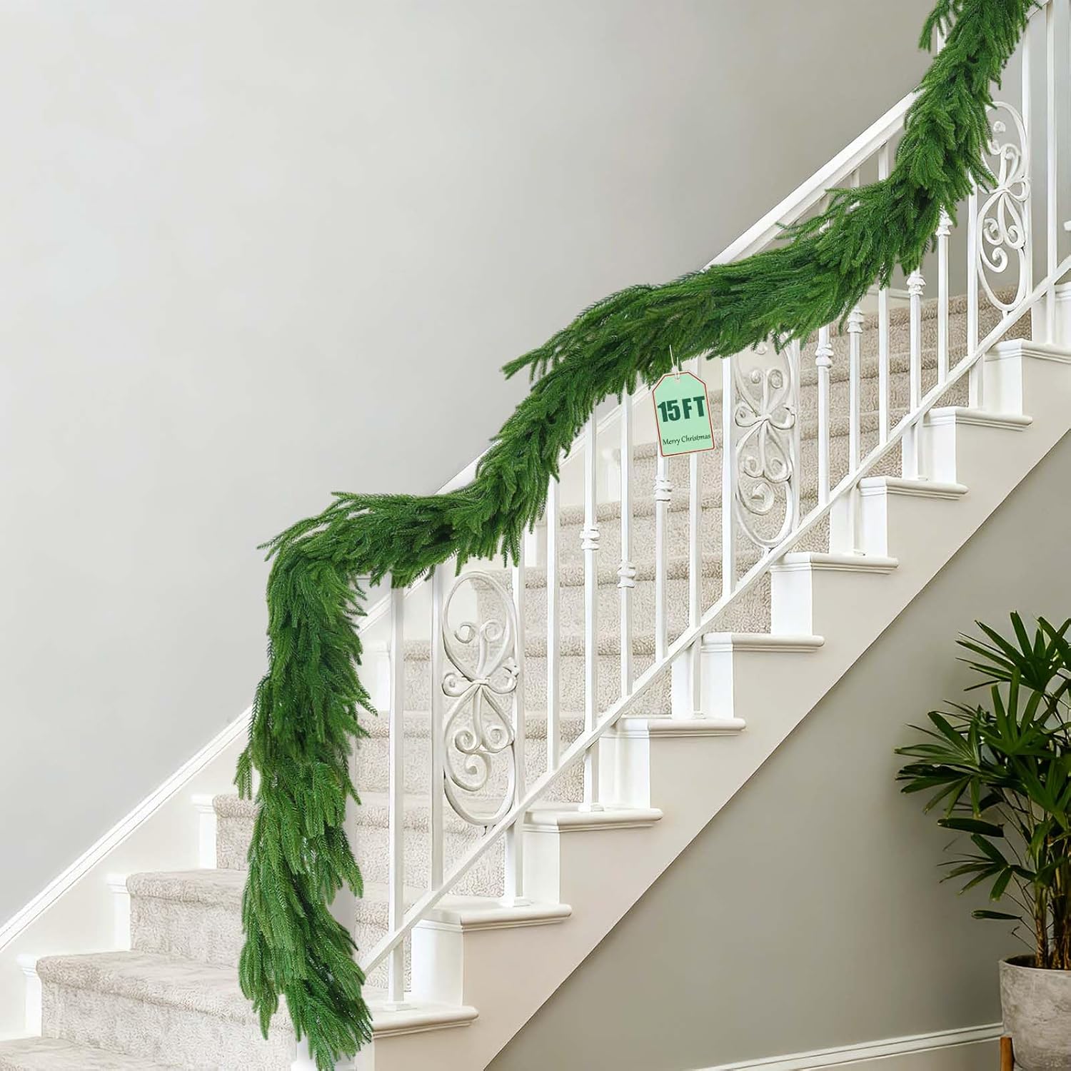 Lush 15FT Norfolk Pine Garland for Holiday Home Decor