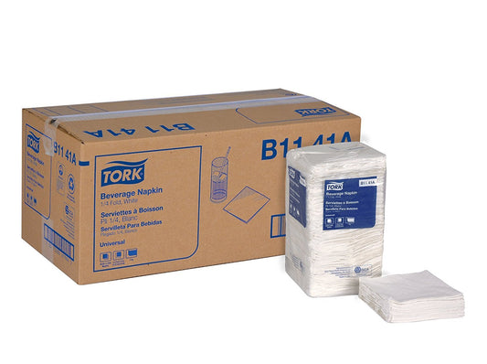 Tork White Beverage Napkins 1-Ply, Everyday Home Use, 500/pack, 8 packs/case
