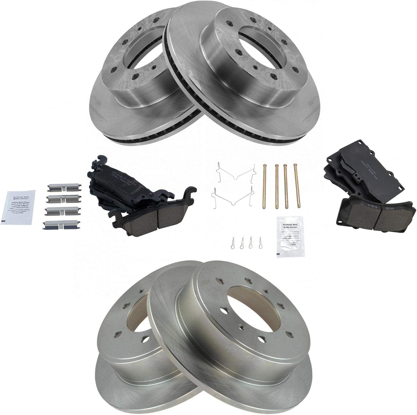 TRQ Front & Rear Posi Ceramic Brake Pad & Rotor Kit for Hummer