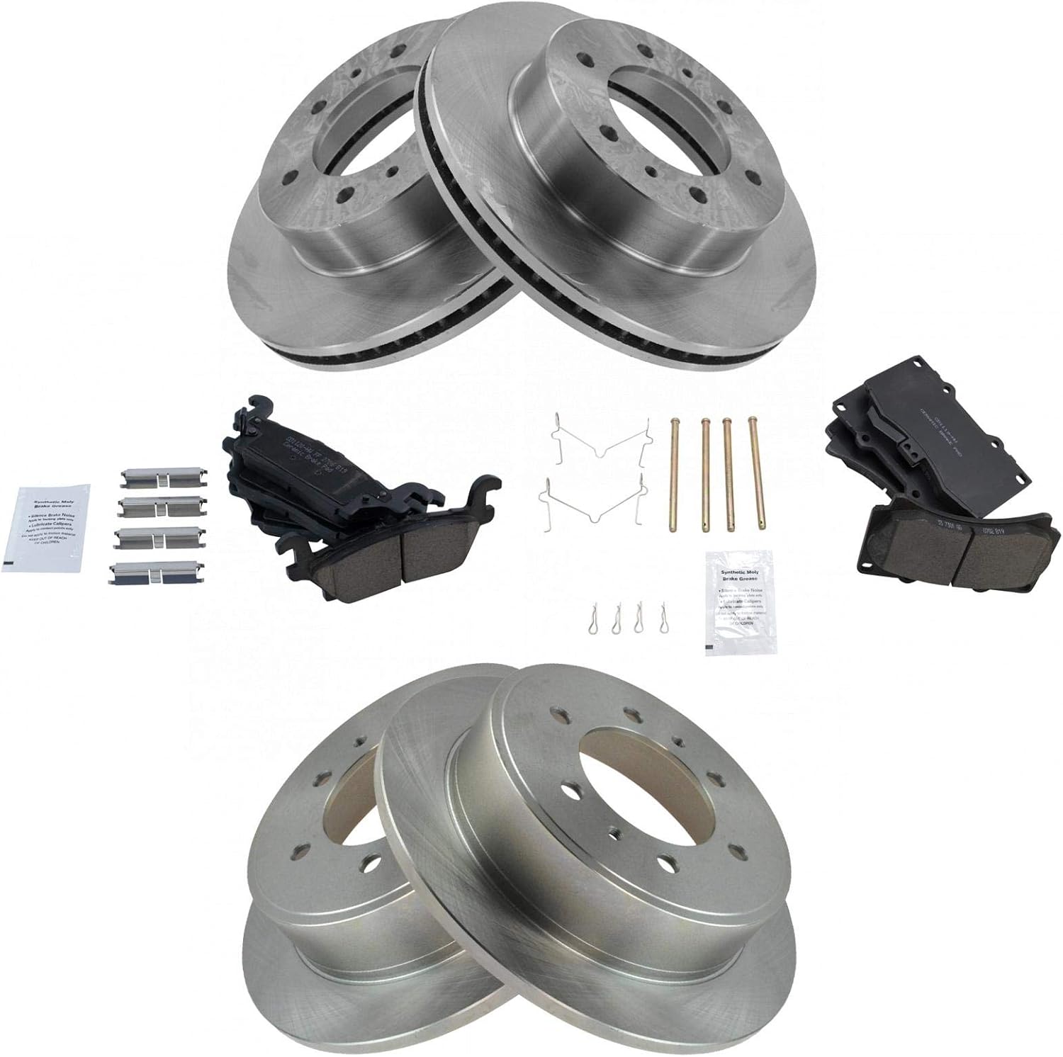 TRQ Front & Rear Posi Ceramic Brake Pad & Rotor Kit for Hummer