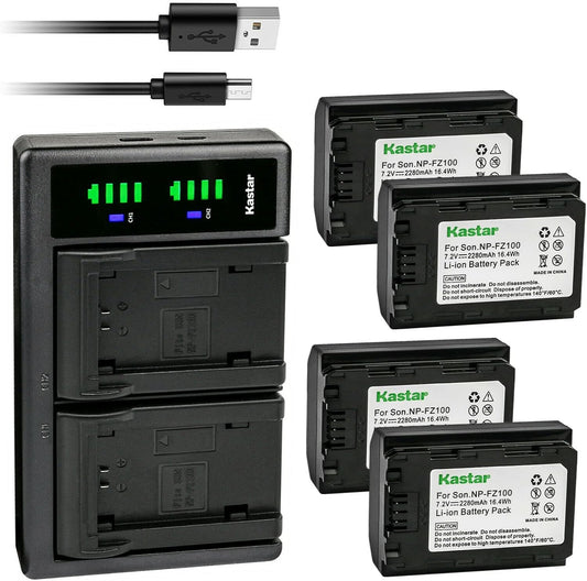 Kastar 4-Pack Battery and USB Charger for Sony NP-FZ100 Cameras