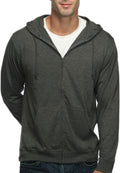 Lightweight Jersey Zip Hoodie for Men - Soft Full Zip Casual Hoodie