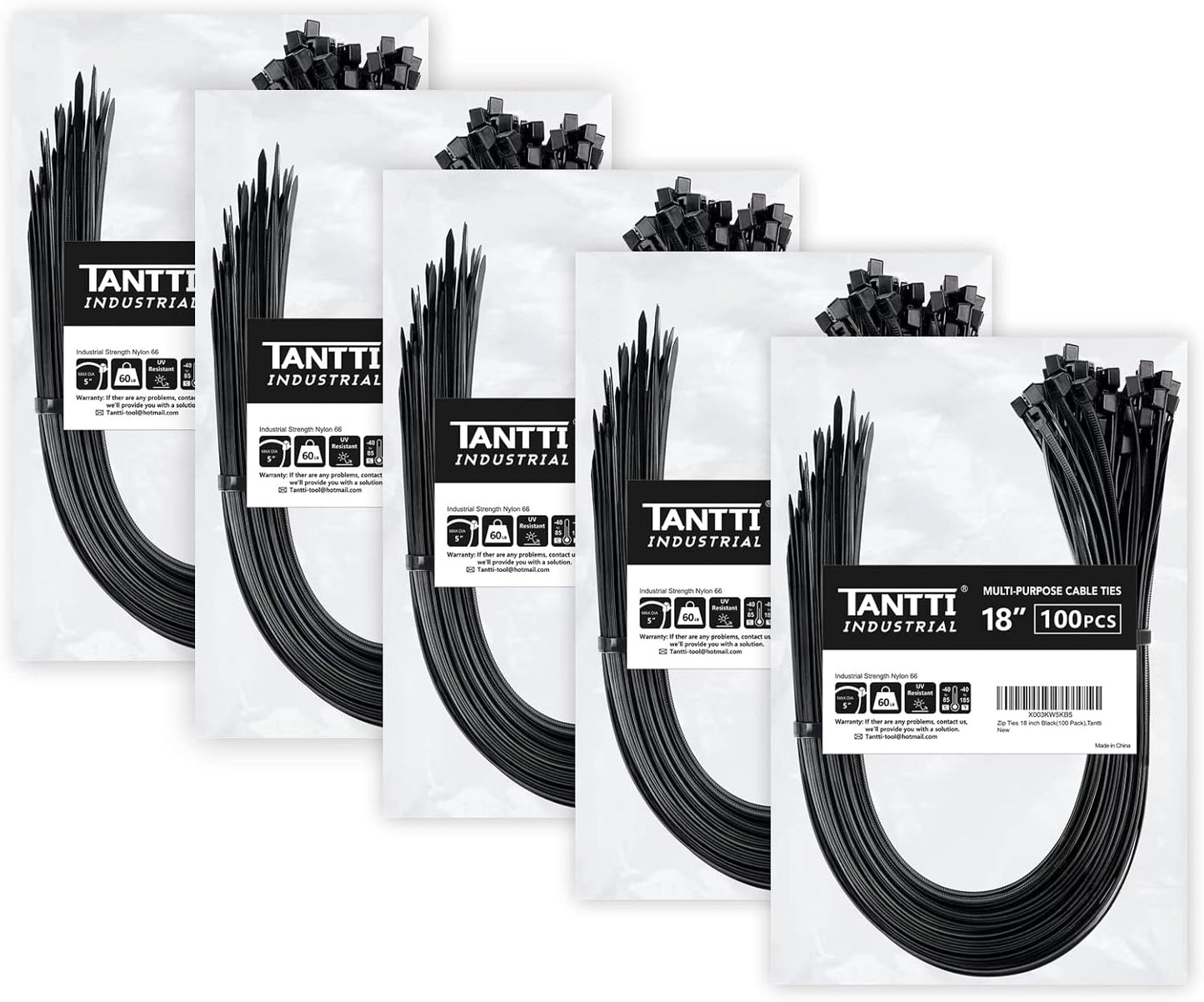 18 Inch Zip Ties 500 Pack, Black, UV Resistant for All Uses