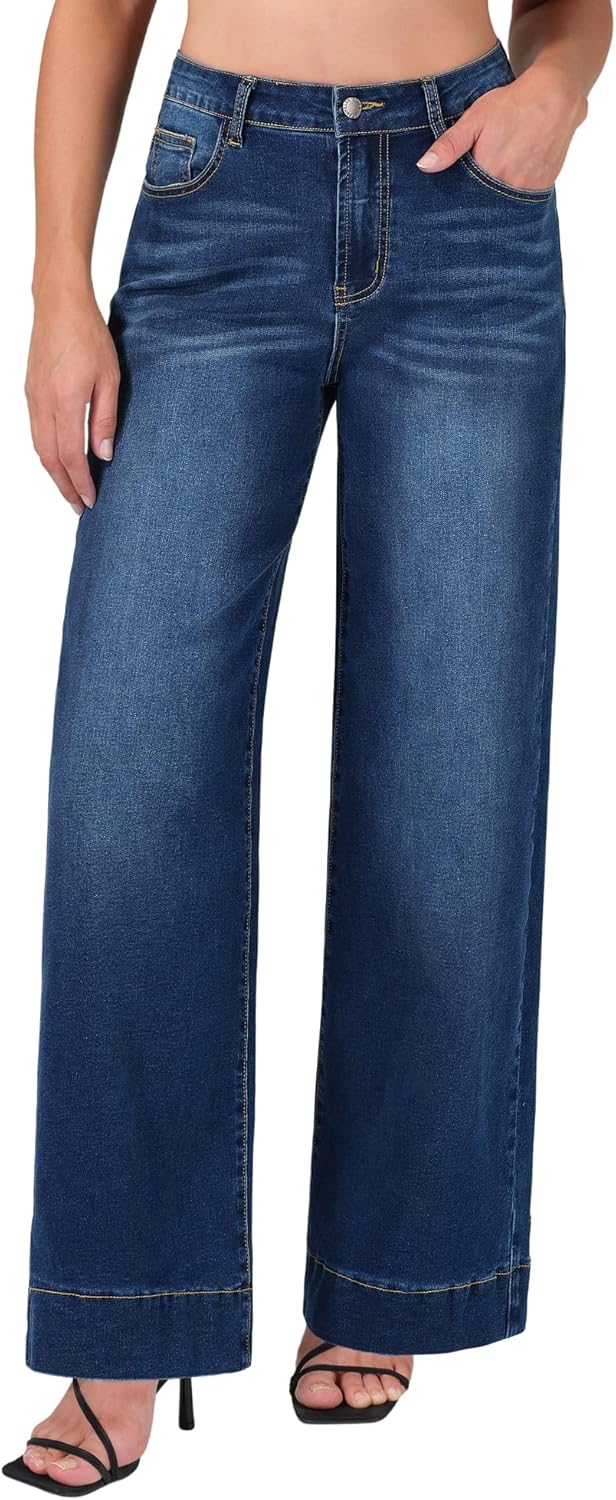 Roswear Women's High Waisted Wide Leg Jeans for Effortless Style