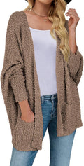 MEROKEETY Women's 2025 Winter Fuzzy Popcorn Batwing Cardigan - Cozy