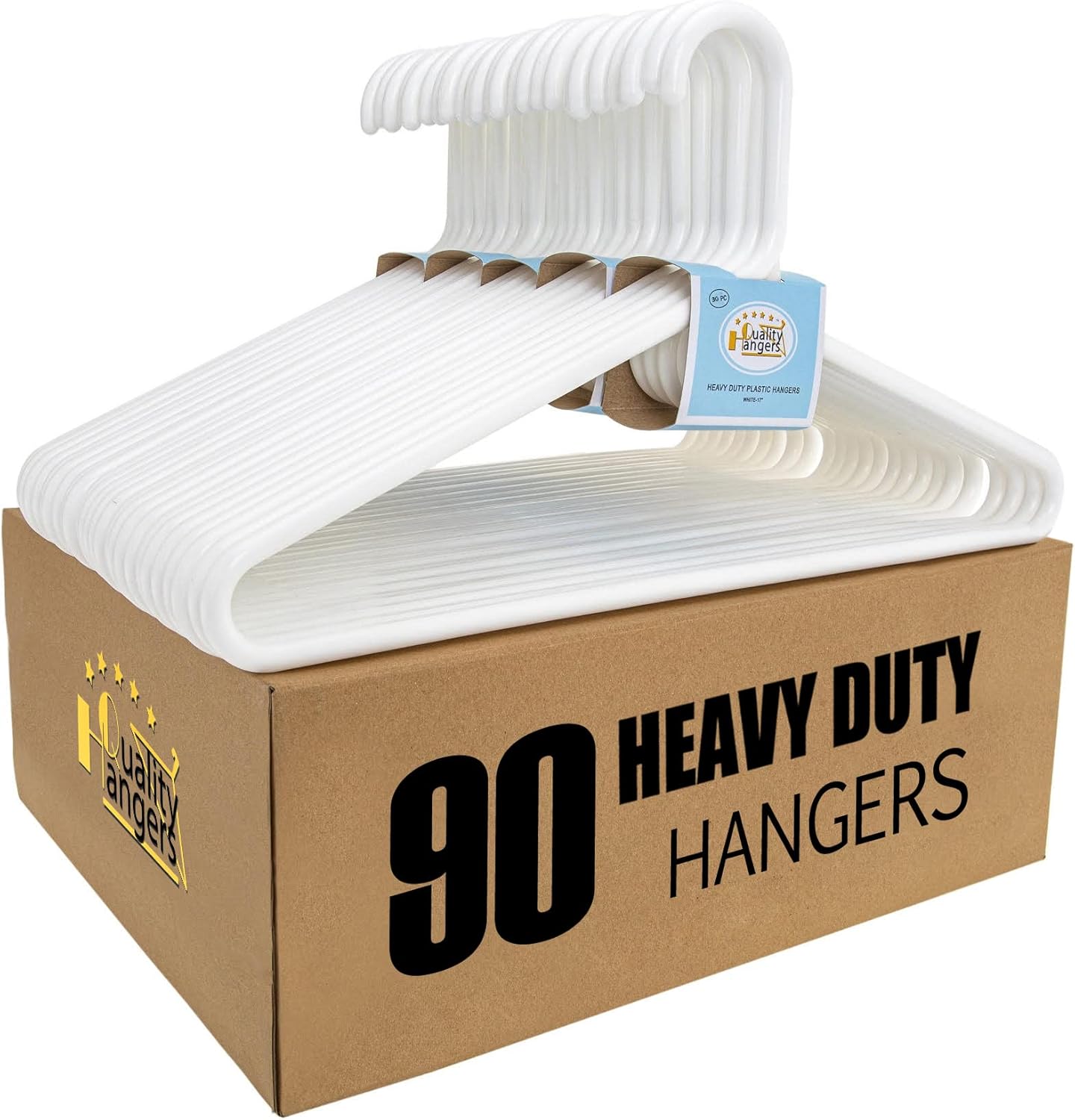 Quality White Plastic Hangers 90 Pack - Heavy Duty Multipack