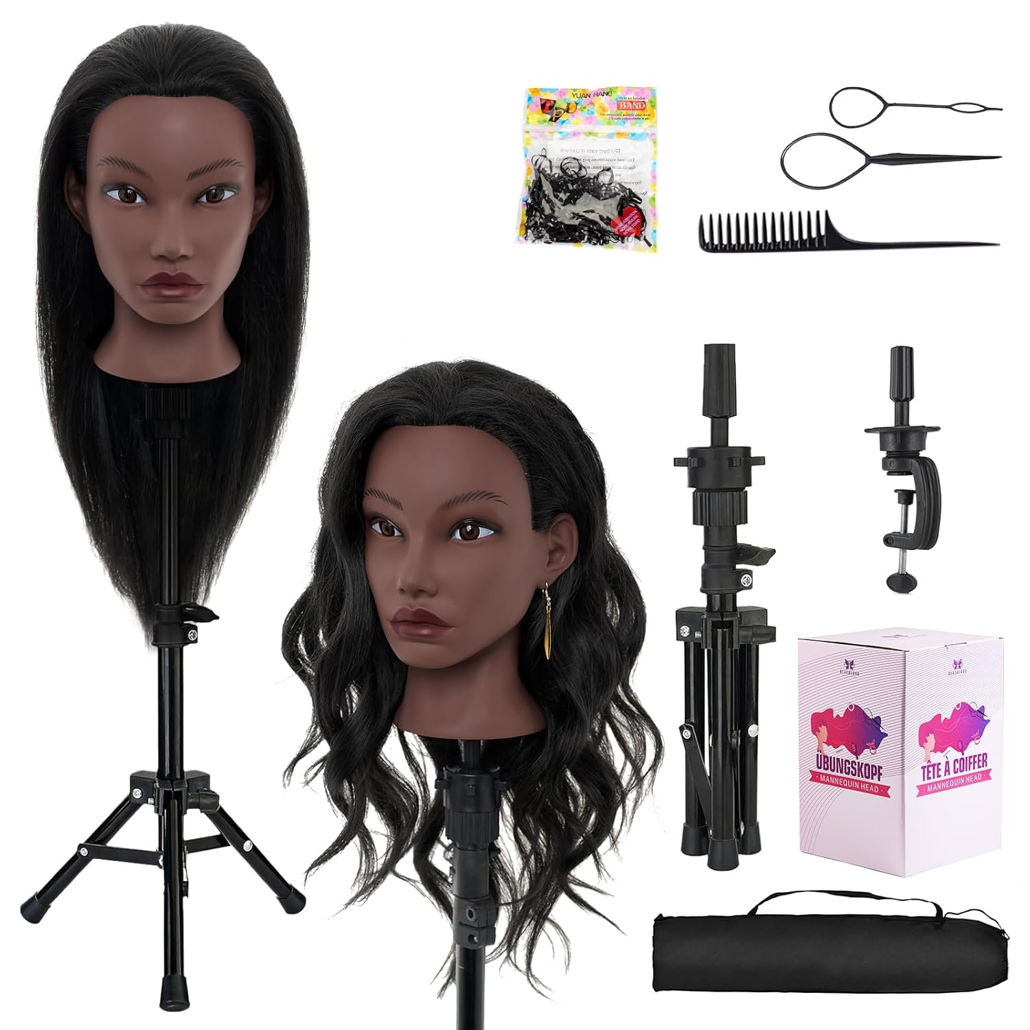 20 Inch Mannequin Head with Real Hair for Styling and Braiding