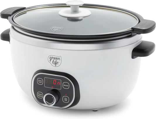 GreenLife 6QT Slow Cooker with Non-Toxic Ceramic Nonstick Bowl