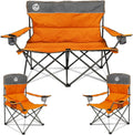 Outdoor Camping Chair Set of 3 Folding Padded Sofa and Chairs