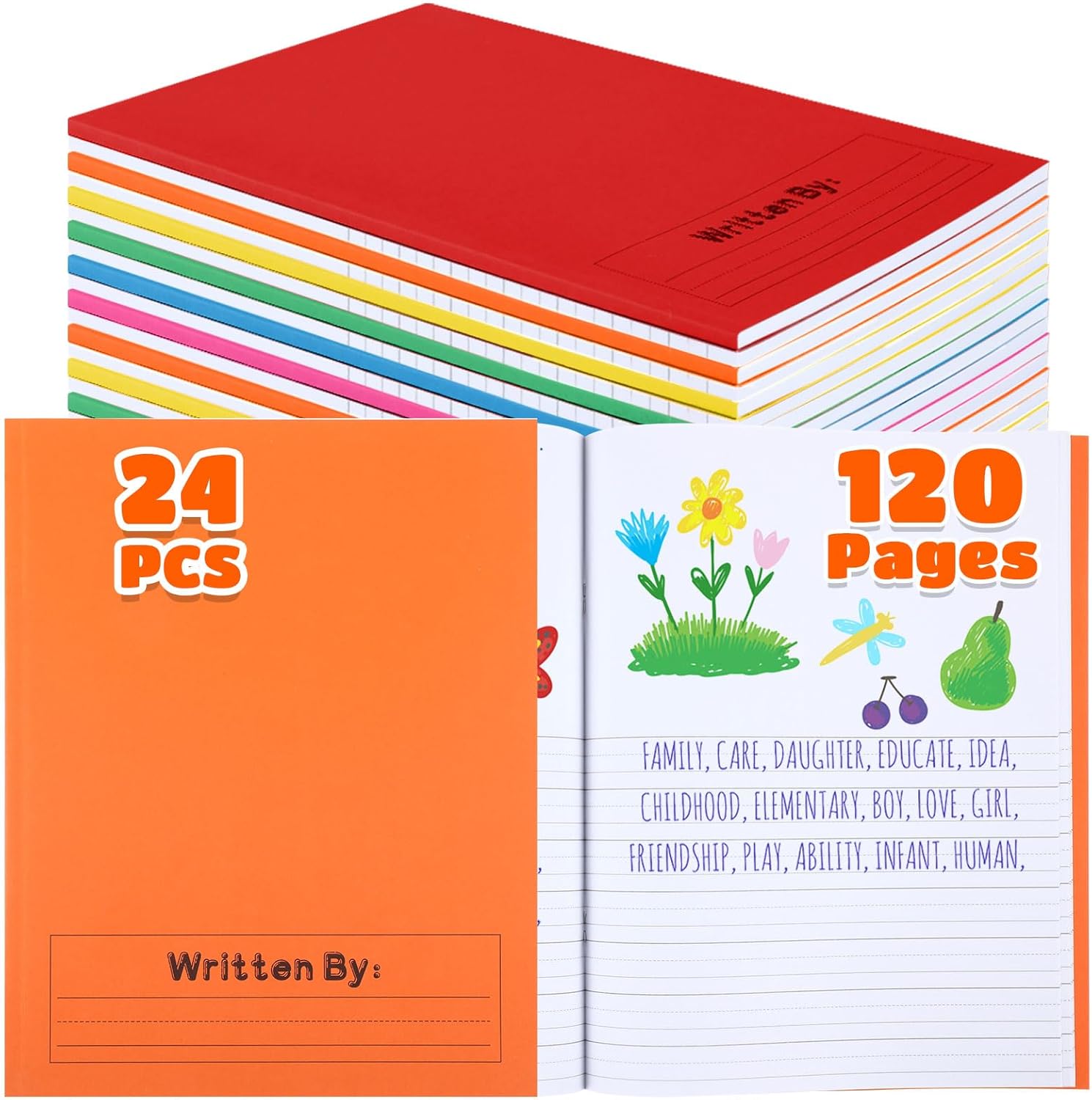 Henoyso Primary Composition Notebooks for Kids - 24 Pcs Set