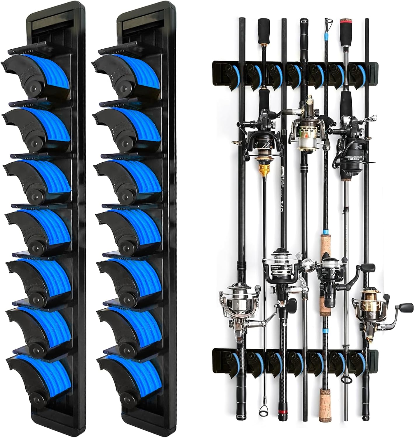 Space-Saving Vertical Fishing Rod Holders - Organize 14 Rods!