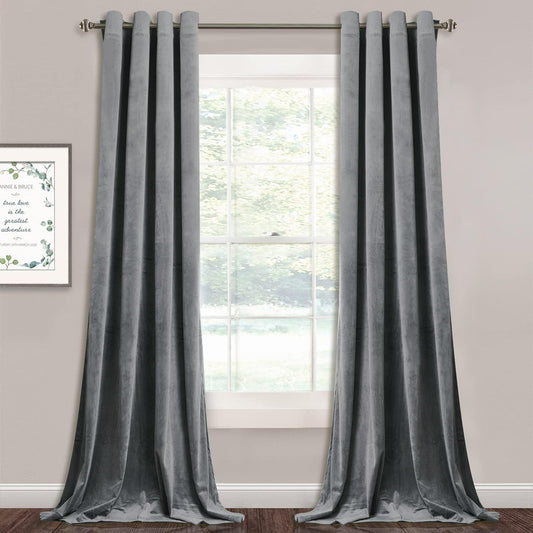 StangH Light Grey Velvet Blackout Curtains for Home and Office