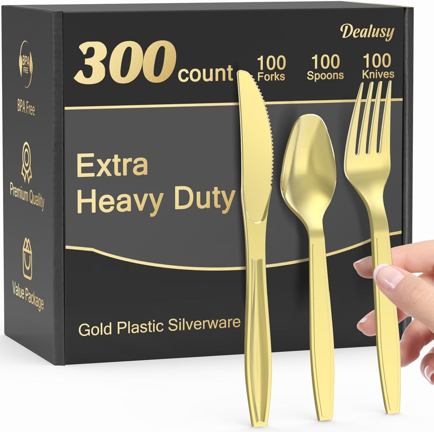 300 Count Extra Heavy Duty Gold Plastic Silverware Set Review