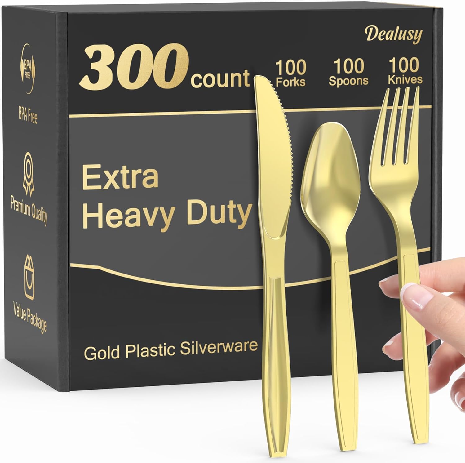 300 Count Extra Heavy Duty Gold Plastic Silverware Set Review