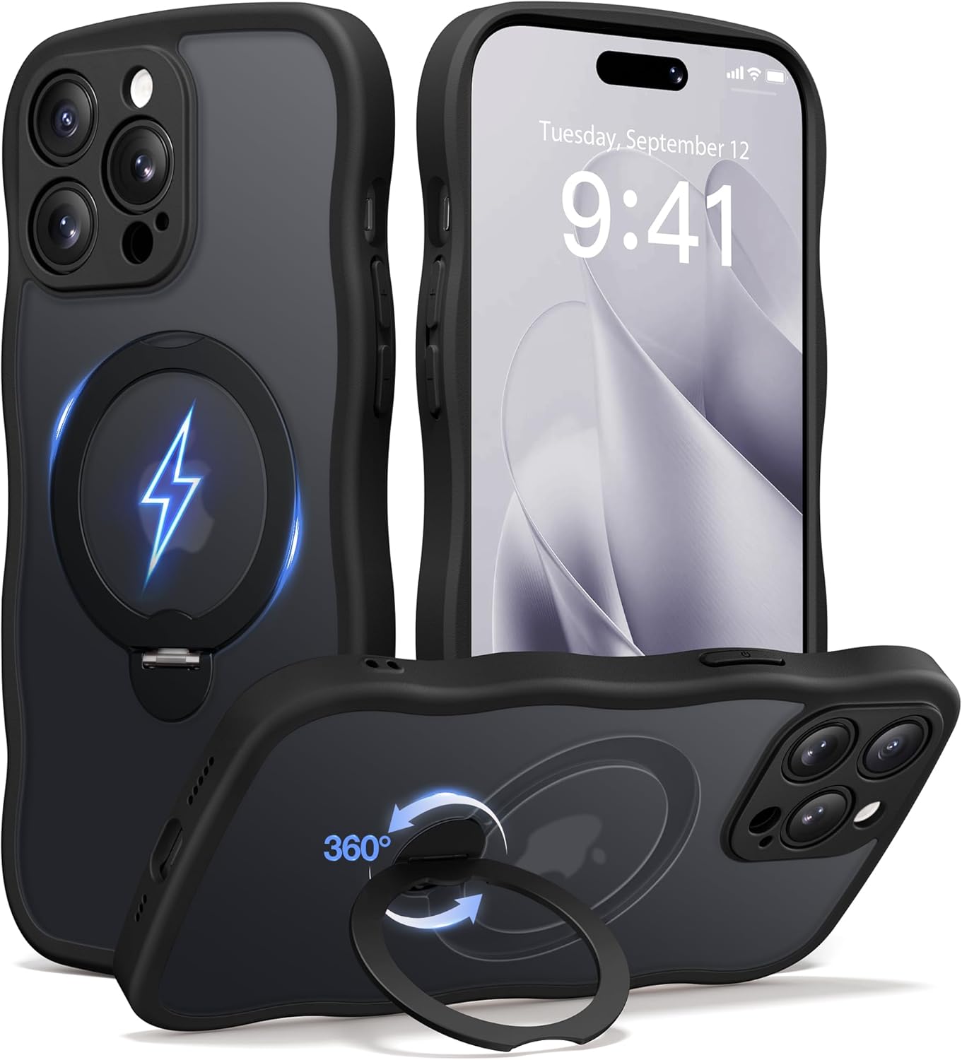 CAPRARO iPhone 14 Pro Max Case with 360 Spin Magnetic Stand