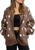 Chunky Plaid Knit Cardigan - Cozy Button Down Sweater