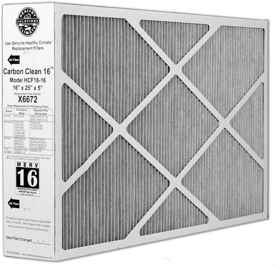 Lennox Carbon Coated X6672 MERV 16 Filter for Healthy Air