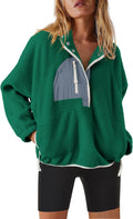 Womens Fleece Pullover Sherpa Jacket - Button Front Cozy Outwear