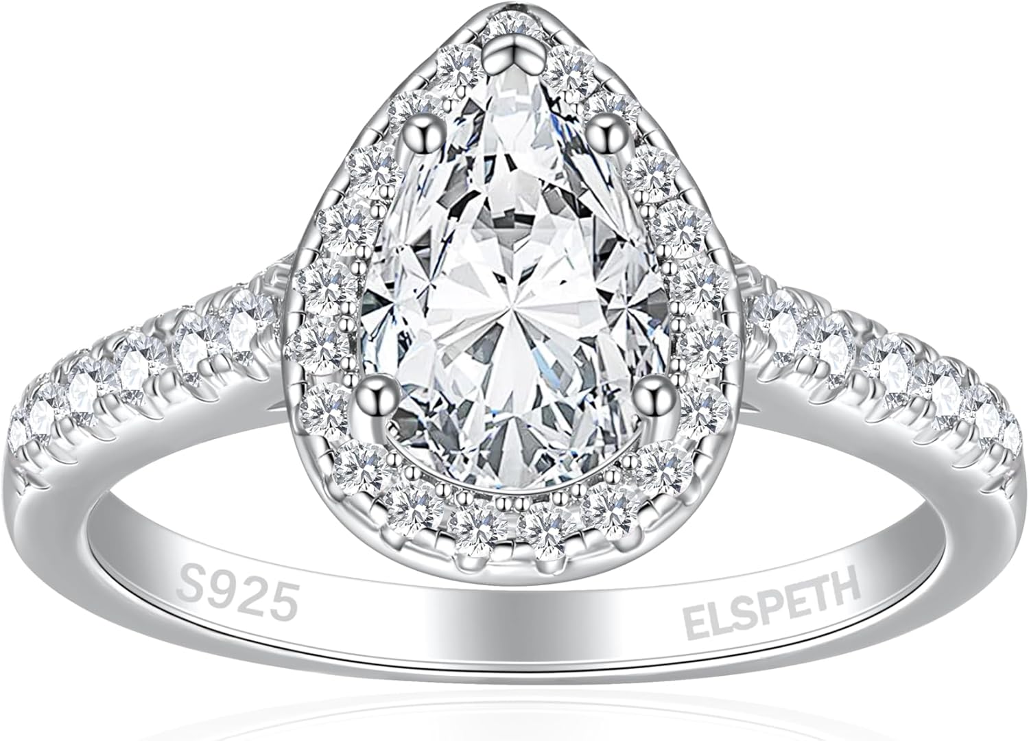 Elspeth 925 Sterling Silver Engagement Ring with Cubic Zirconia