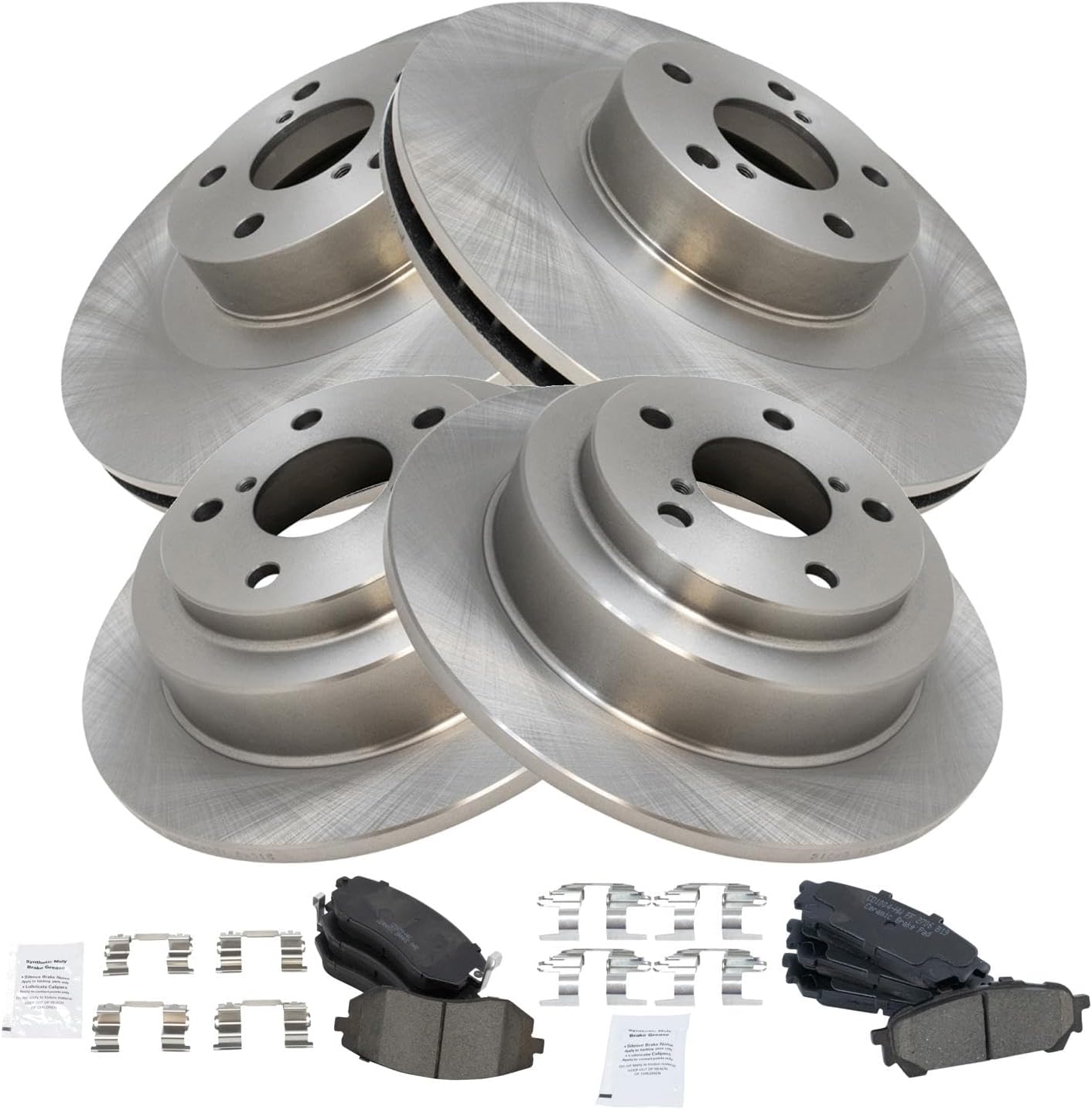 TRQ Front & Rear Brake Pad & Rotor Kit for Saab and Subaru
