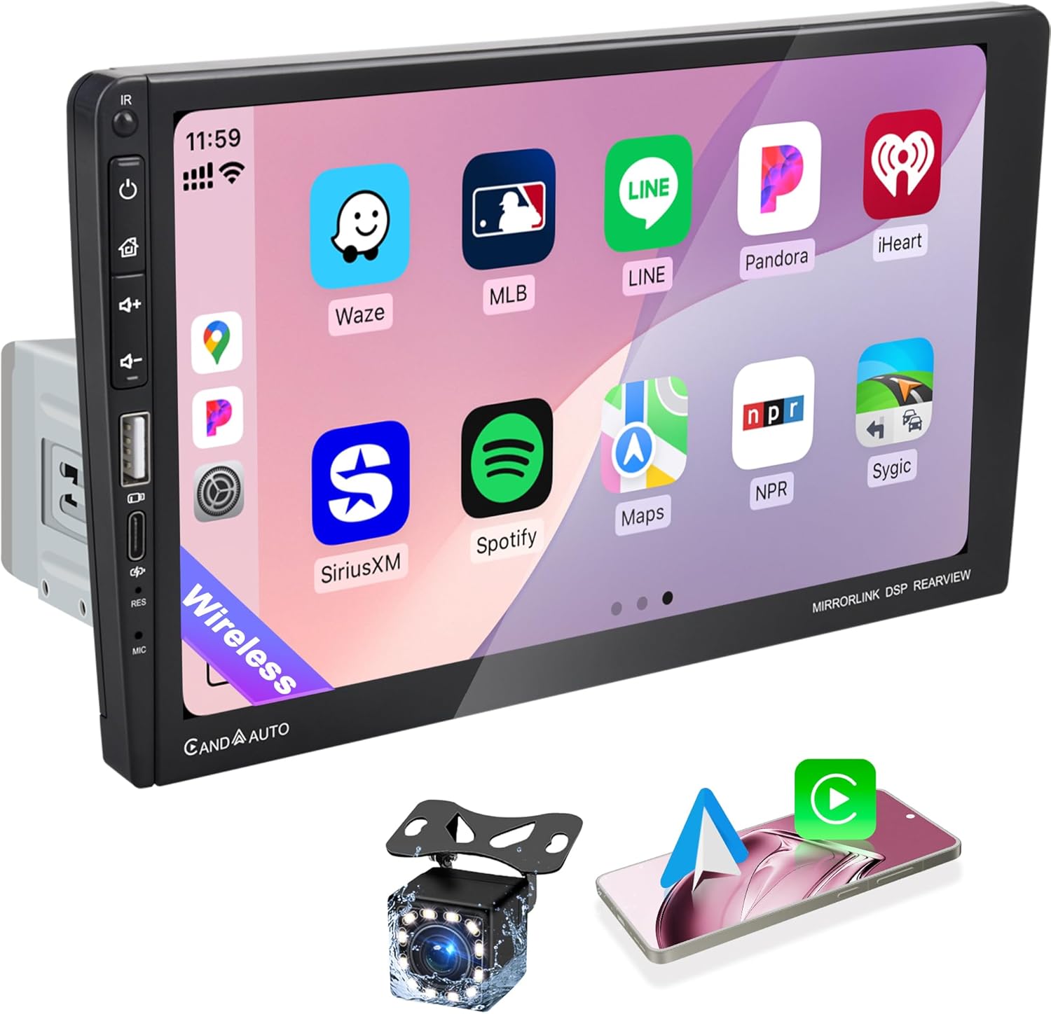 9 Inch Single DIN Car Stereo with Wireless Apple CarPlay Features
