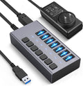 36W Powered USB Hub 7-Port USB 3.0 with Individual Switches - Stable
