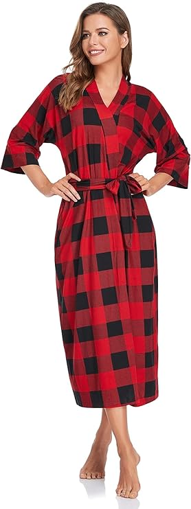 Women's Soft Long Bath Robes Full Length Kimonos Sleepwear Gown