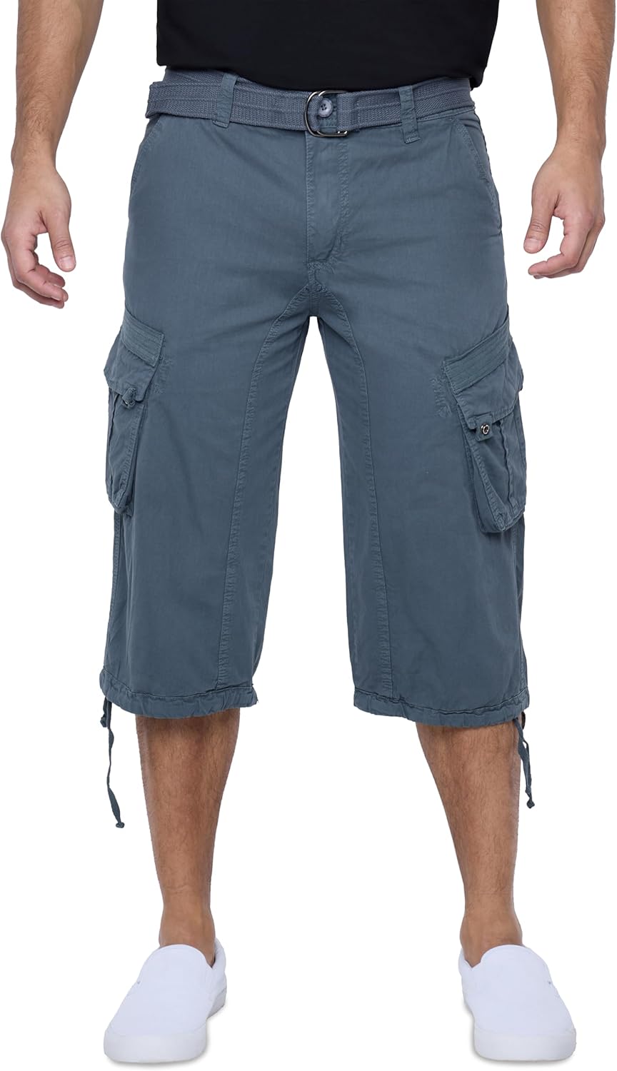 X RAY Men's Belted Long Cargo Shorts for Comfort and Style