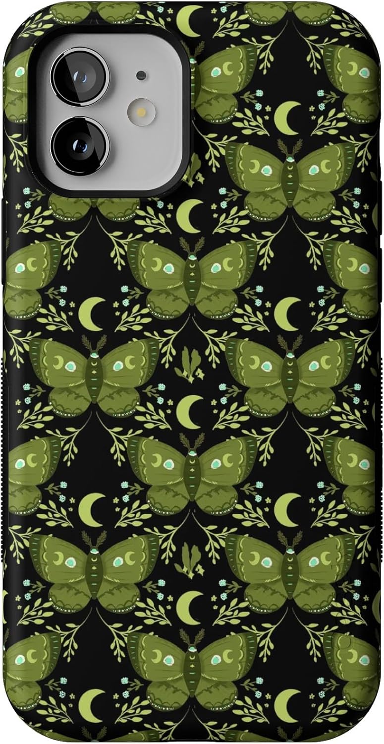 Casely iPhone 12 Mini Case - Mystic Moths Green Twilight Design