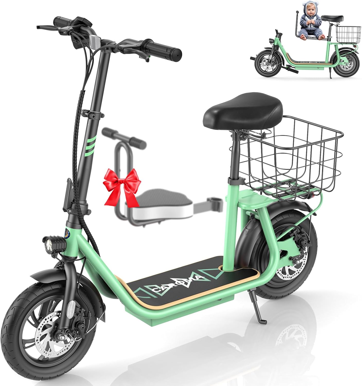 Caroma Peak 1200W Electric Scooter for Adults with Child Seat