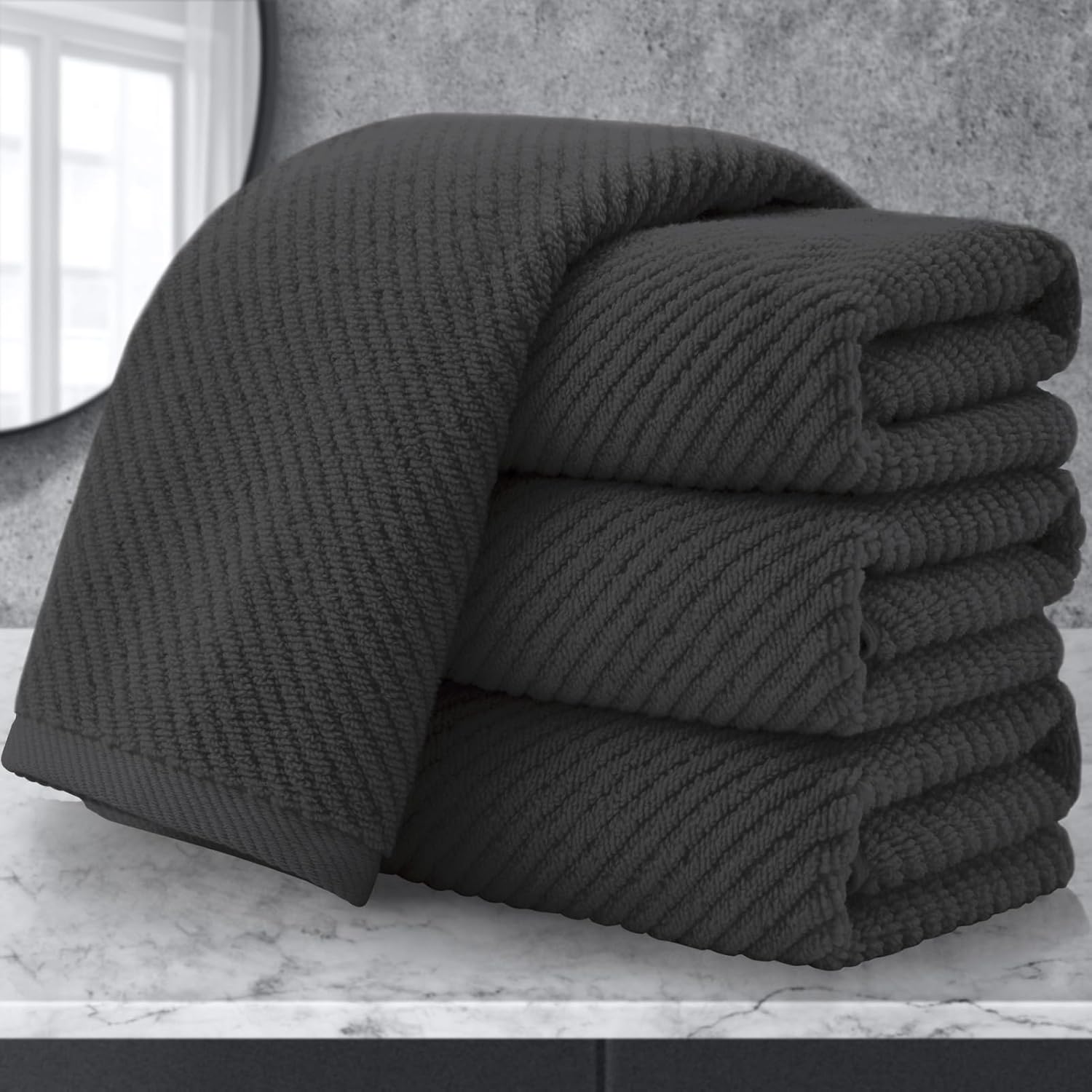 Luxurious Gray Hand Towels Set of 4 - Soft & Quick Dry
