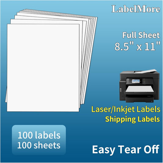 Premium LabelMore Sticker Paper: 100 Sheets for Laser & Inkjet Printers