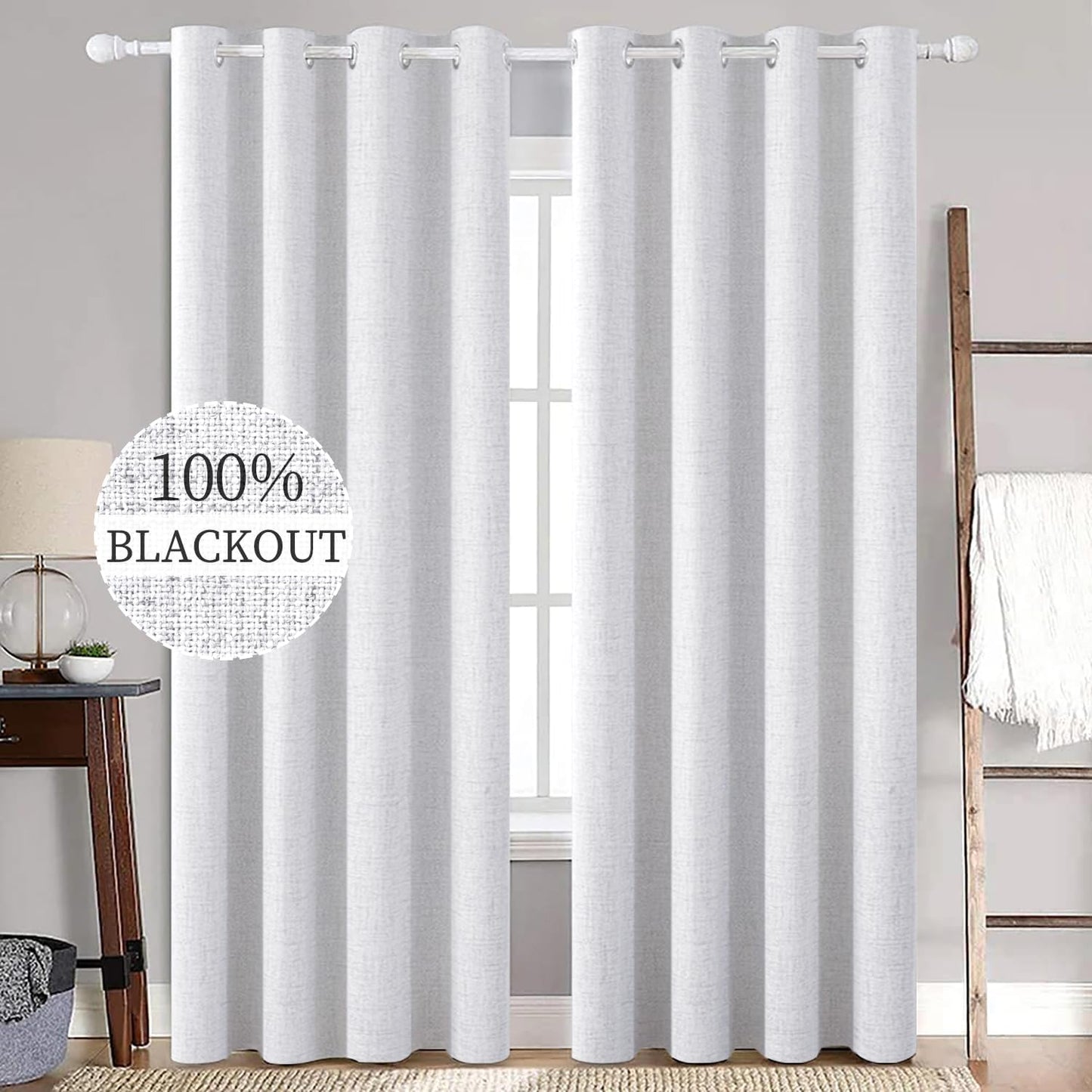 MIULEE Linen Texture Blackout Curtains for Bedroom and Living Room