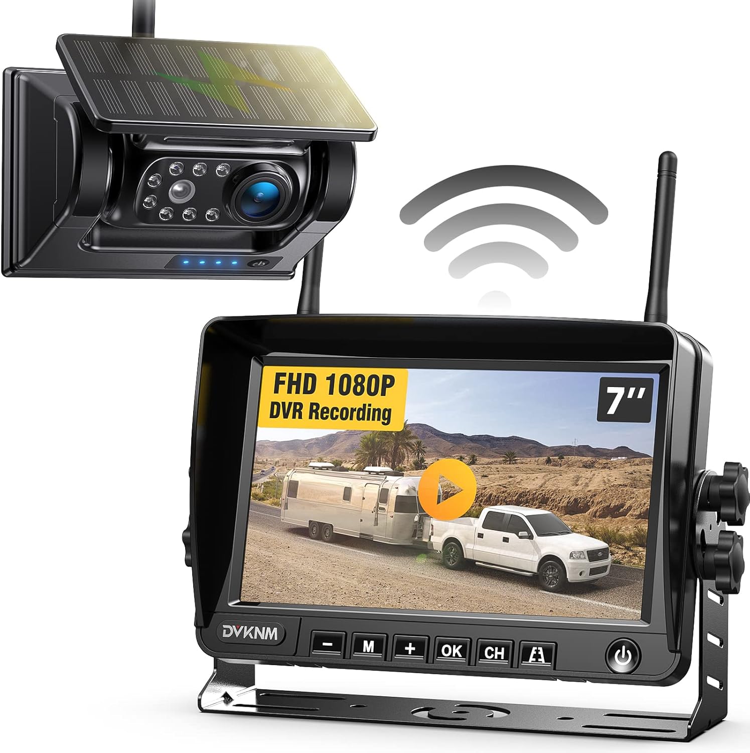 Magnetic Solar Wireless Backup Camera with 7 Inch Monitor