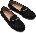 Women's Wide Loafers Slip Ons Black - Comfortable Memory Foam Work