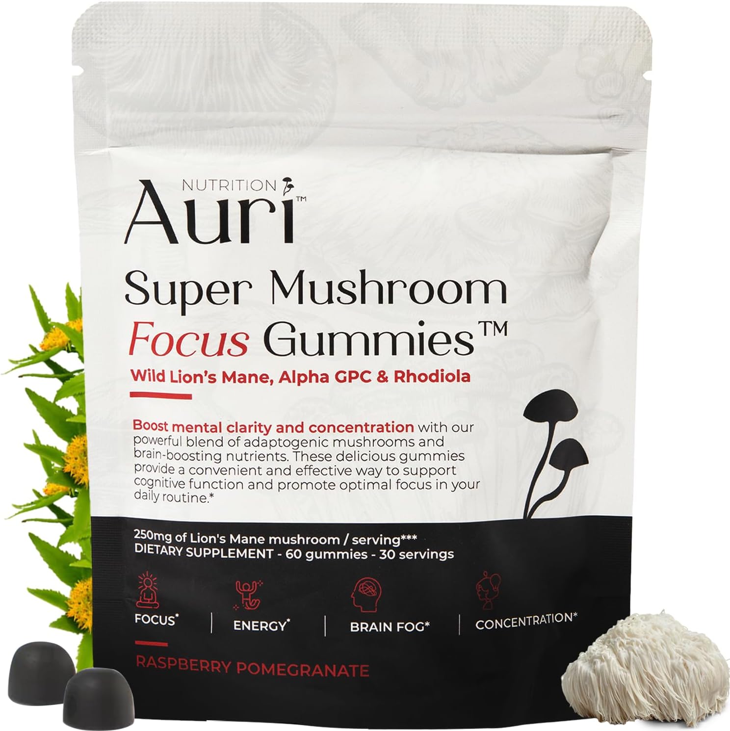 Auri Super Mushroom Focus Gummies for Enhanced Cognitive Function