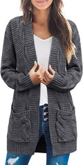 Long Sleeve Cable Knit Cardigan Sweaters Women - Cozy Open Front Coat