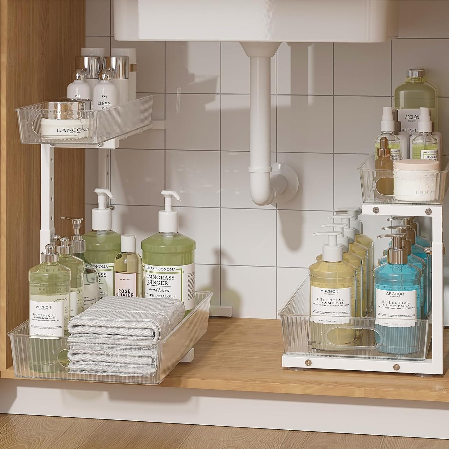 Pull Out Under Sink Organizer for Kitchen and Bathroom Storage