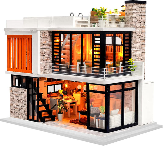 Spilay Dollhouse Miniature with Furniture for Creative Fun