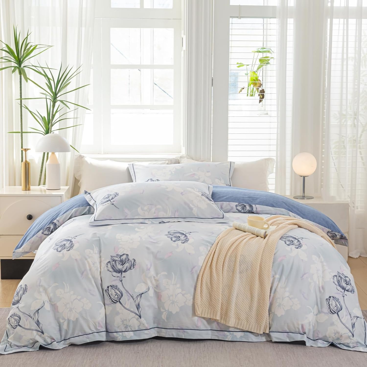 Floral Pattern King Size Duvet Cover Set Ultra Soft Cotton