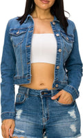 Denim Jean Jacket For Women Button up Long Sleeve Stone Washed S - 3XL