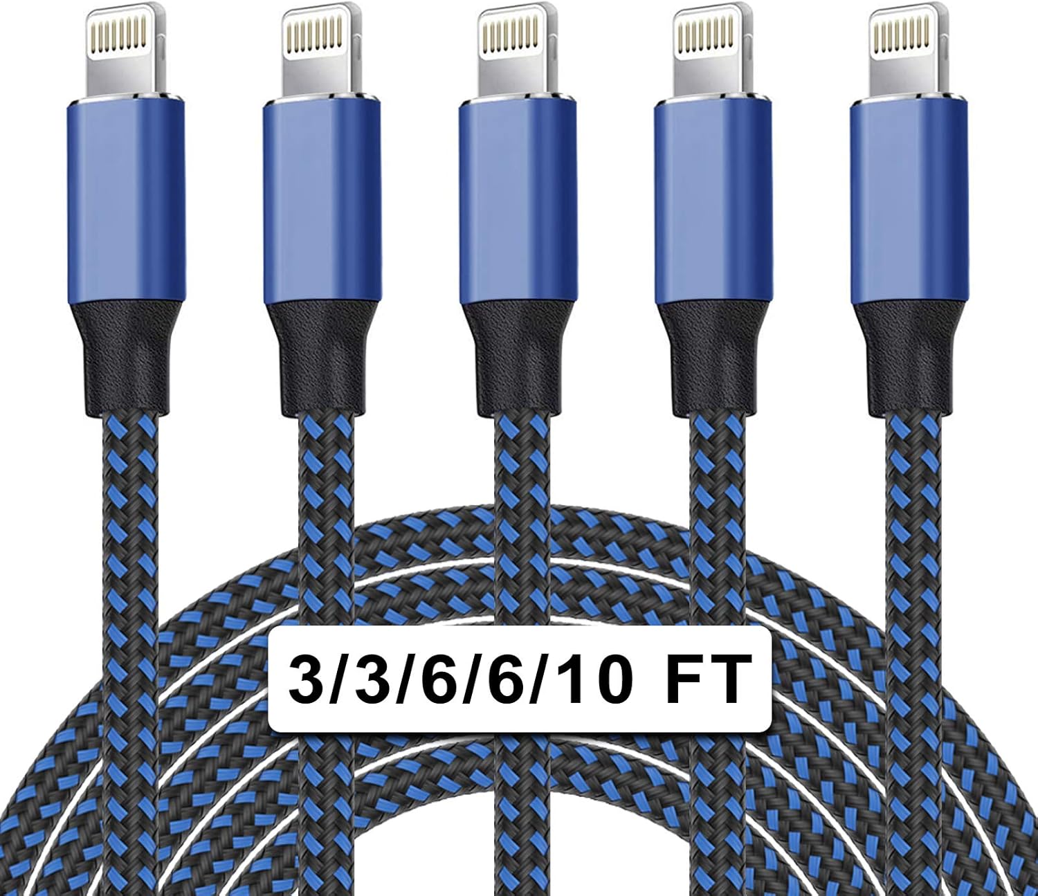Fast Charge with 5Pack MFi iPhone Charger Set