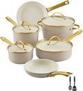 Forged Induction Ceramic Nonstick Cookware Set - Taupe, 12 Piece