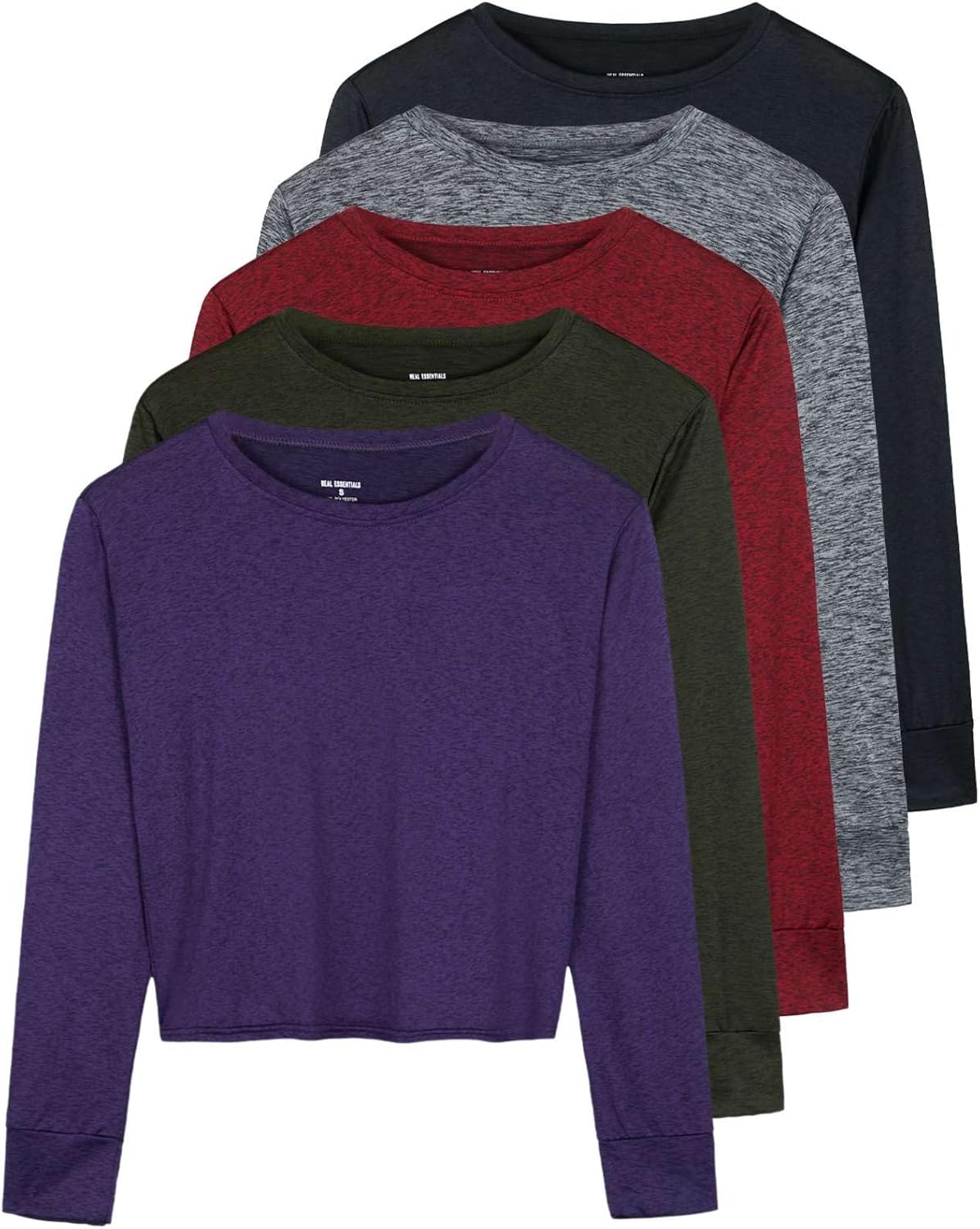 5-Pack Women's Dry-Fit Crop Top Long Sleeve for Fitness & Style
