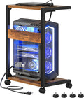 HOOBRO Computer Tower Stand with Charging Station - Mobile PC Cart