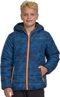 Reversible Boys Puffer Jacket with Hood - Fleece Lined Winter Coat