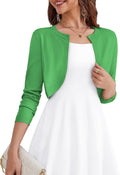 Women's Long Sleeve Cropped Cardigan Bolero Shrug - Light Green