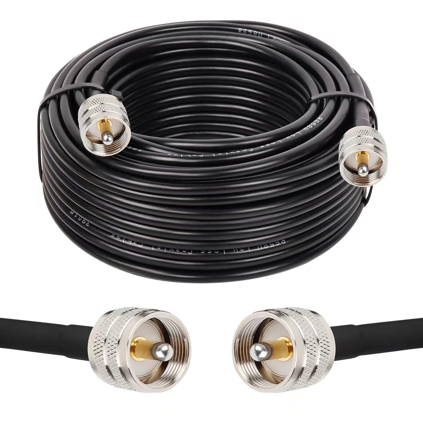 PL259 UHF Coax Cable 75ft for CB Radio and Ham Radio Use