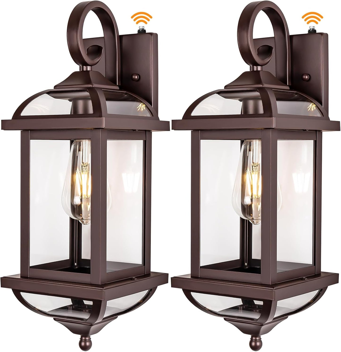 18 Bronze Outdoor Light Fixtures with Dusk to Dawn Sensor 2-Pack